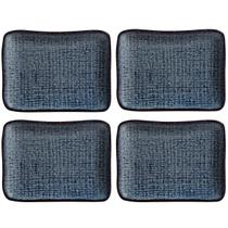 Kit 4 Travessas Porto Brasil Cerâmica Juta Titanium 14x18cm Pratos Retangulares Kit 4 Travessas Porto Brasil Cerâmica Juta Titanium 14x18cm Pratos Retangulares