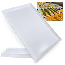 Kit 4 Travessas Prato para Buffet de 35 Cm em Melamina Branca Ideal para Sushi Culinaria Japonesa Bestfer