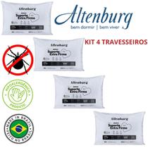 Kit 4 Travesseiro Altenburg Antialérgico Suporte Extra Firme 180 fios Altenburg Descanso 50cm x 70cm