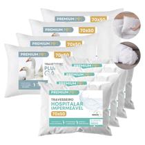 Kit 4 Travesseiro Impermeável Pluma De Ganso Sintético Protetor Antialérgico Antimofo Macio Não Esquenta