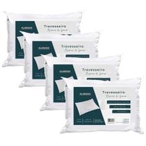 Kit 4 Travesseiro Percal 180 Fios Hotel 50x70 Fibra Siliconada Alabama