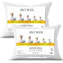 Kit 4 Travesseiro Pluma de Ganso Confortavel e Macio Antiacaro 50x70cm
