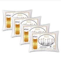 Kit 4 Travesseiro Pluma de Ganso Descanso Antiacaro 70x50cm