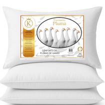 Kit 4 Travesseiro Pluma Ganso Sintetico 50x70 Alto Grande Macio Hotel Simples Basico Branco Luxo