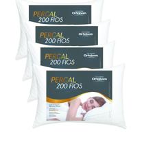 Kit 4 Travesseiros 70cm x 50cm 1 Peça Ortobom Fascínio Percal 200 Fios