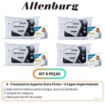 Kit 4 Travesseiros Altenburg Suporte Extra Firme + 4 Capas Impermeáveis Duoflex - Tecido Percal 180 fios - Revestimento 100% Algodão