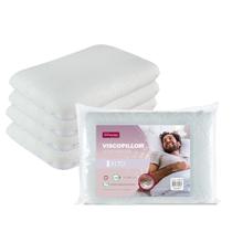 Kit 4 Travesseiros Alto Orthocrin Viscopillow Espuma Viscoelástica Nasa 48x68x15