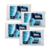 Kit 4 Travesseiros da Fibrasca Nasa e Massageador 11cm Baixo