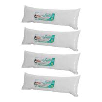 Kit 4 Travesseiros de Corpo Juntinho 1,30x0,40m em Fibra Soft Siliconada Antialergico Antimofo - Cel
