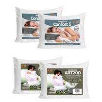 Kit 4 Travesseiros Faiber Flex 2 Confort 5 e 2 ART200