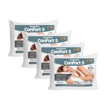 Kit 4 Travesseiros Faiber Flex Confort 5 Alto Antialérgico