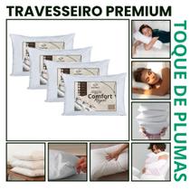 Kit 4 Travesseiros Luxo Confort Royal Toque de Plumas Linha Hotelaria 850g Kit 4 Travesseiros Luxo Confort Royal Toque de Plumas Linha Hotelaria 850g