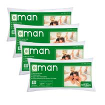 Kit 4 Travesseiros Ortobom Aman 140x50cm Corpo Inteiro