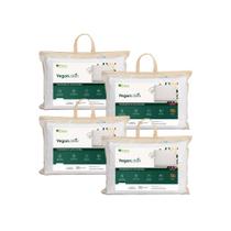 Kit 4 Travesseiros Theva Vegan Látex Natural Antiácaros 15cm