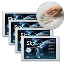 Kit 4 Travesseiros Viscoelástico Basic Sky Espuma D30 Antiácaro Capa Atoalhada 42x63x10cm