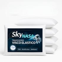 Kit 4 Travesseiros Viscoelástico NASA D30 Ortopédico 42x63cm com Capa Algodão e Tecnologia Termossensível