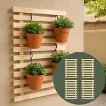 Kit 4 Treliças de Madeira Pinus 60x40cm Painel Ripado para Jardim Vertical, Suporte de Plantas e Horta