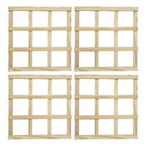 Kit 4 Treliças Jardim Vertical Pinus 50x50 cm Natural