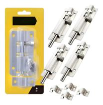 Kit 4 Trinco Ferrolho Redondo 70mm x 35mm 3 em Aço Inoxidável BOM2706