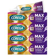 Kit 4 Ultra Corega Creme Fixador Dentaduras Sem Sabor 40g