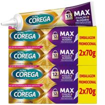 Kit 4 Ultra Corega Fixador Creme Maxima Fixação Sem Sabor 70g