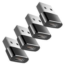 Kit 4 Un Adaptador Conversor USB Tipo C Fêmea Para USB Macho Kit 4 Un Adaptador Conversor USB Tipo C Fêmea Para USB Macho