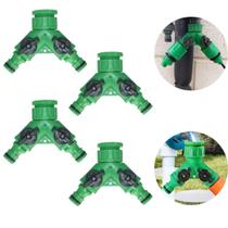 Kit 4 Un. Conexão Y com 2 Saídas Para Conector Engate Rápido De Torneira de Jardim com Abre e Fecha