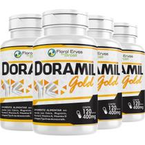 Kit 4 Un Doramil Gold 480 Caps Cálcio Magnésio + Colágeno Tipo 2 UC II Vitaminas C K2 D3 Floral Ervas - Floral Ervas Do Brasil