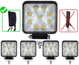 Kit 4 Un Farol de Milha Quadrado 27w 9 Leds 12v 24v 6000k Off Road Trilha Carro Moto Suv Troller Caminhão Universal