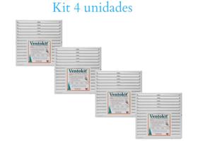 Kit 4 Un Grade Ventilação com Tela anti-inseto 25x25cm Ventokit Kit 4 Un Grade Ventilação com Tela anti-inseto 25x25cm Ventokit