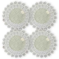 Kit 4 Un Jogo Americano Redondo Renda Bege 45Cm Rafimex