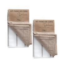 Kit 4 Un Panos de Copa Bege e Branco 40x48cm -Jolitex Deluxe Kit 4 Un Panos de Copa Bege e Branco 40x48cm -Jolitex Deluxe