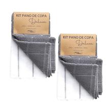 Kit 4 Un Panos de Copa Cinza e Branco 40x48cm-Jolitex Deluxe
