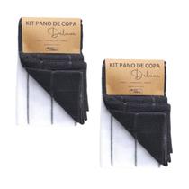 Kit 4 Un Panos de Copa Preto e Branco 40x48cm-Jolitex Deluxe Kit 4 Un Panos de Copa Preto e Branco 40x48cm-Jolitex Deluxe