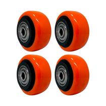 Kit 4 un roda pvc laranja 2 pol 50kg p/ rodízio