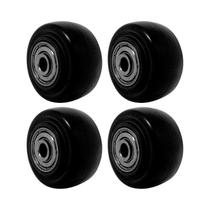 Kit 4 un roda pvc preto 1.5/8 pol 40kg p/ rodízio