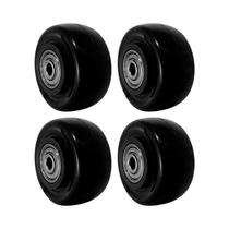 Kit 4 un roda pvc preto 2 pol 50kg p/ rodízio