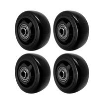 Kit 4 un roda pvc preto 3 pol 80kg p/ rodízio