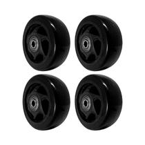 Kit 4 un roda pvc preto 4 pol 100kg p/ rodízio