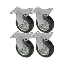 Kit 4 un roda rodízio fixo borracha maciça 5 polegada