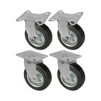 Kit 4 un roda rodízio fixo e giratório borracha maciça 3 pol