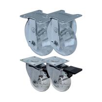 Kit 4 un roda rodízio fixo e giratório freio gel 3 pol 75mm Kit 4 un roda rodízio fixo e giratório freio gel 3 pol 75mm