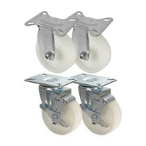 Kit 4 un roda rodízio fixo e giratório freio nylon 4" 100mm