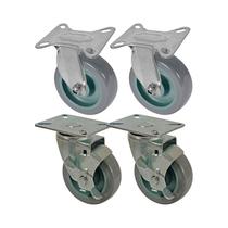 Kit 4 un roda rodízio fixo e giratório freio pvc bp 3" 75mm