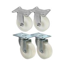 Kit 4 un roda rodízio fixo e giratório nylon 3 pol 75mm