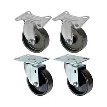 Kit 4 un roda rodízio fixo e giratório polipropileno 3 pol