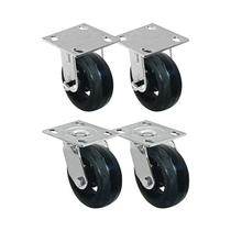 Kit 4 un roda rodízio fixo giratório borracha moldada 5 pol