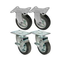 Kit 4 un roda rodízio fixo giratório freio borracha 3 polega
