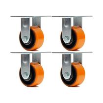 Kit 4 un roda rodízio fixo poliuretano moldado ferro pu 5 po