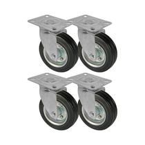 Kit 4 un roda rodízio giratório borracha maciça 3 pol